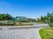 Beautiful view of Krymskaya embankment and Muzeon park of arts in Moscow on a sunny summer day.