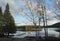 Beautiful view of Lac des Grandes Baies. Lake in Laurentides, Canada.