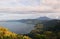 Beautiful view of Laguna de Apoyo and Mombacho volcano at mirador de catarina, Nicaragua