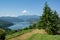 Beautiful view of Lake Izvorul Muntelui Lake Bicaz in Eastern Carpathians, Romania