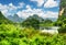 Beautiful view of lake among karst towers at Ninh Binh, Vietnam