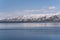 Beautiful view of the lake and mountains with snow. Armenia ,Sevan lake