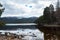 Beautiful view of the lake near the mountains in Cairngorms, Scotland