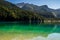 .Beautiful view of Lake Tovel, the largest of all natural lakes in Trentino in the Adamello Brenta Park