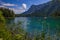 Beautiful view of Lake Tovel, the largest of all natural lakes in Trentino in the Adamello Brenta Park