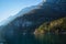 Beautiful view of Lake Walensee, Walen or Lake Walenstadt with Churfirsten mountain range in background. Switzerland, Europe