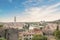 Beautiful view of the Lamberti Tower and Ponte Pietra on the banks of the Adige River in Verona, Italy