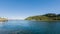 Beautiful view of a landscape with Cerro Mackay mountain and Rio Simpson river in Chile