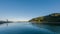 Beautiful view of a landscape with Cerro Mackay mountain and Rio Simpson river in Chile