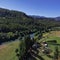 Beautiful view of a landscape with Cerro Mackay mountain and Rio Simpson river in Chile