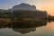 Beautiful view of landscape with reflection on lake at Khao e bid