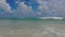 Beautiful view of large waves in Atlantic Ocean during storm at Miami Beach.