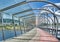 Beautiful view of Las Corrientes tied arch bridge over the Lerez river in Pontevedra, Spain