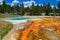 Beautiful view of the leather pool in the Fountain paint pot area of Yellowstone, National Park