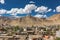 Beautiful view of Leh city with Tsemo Maitreya temple on the top of the hill