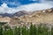 Beautiful view of Leh palace and Tsemo Maitreya temple with Himalaya mountains at background