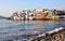 Beautiful view of the Little Venice and port on Mykonos island in Greece. Relaxing and romantic.