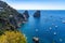 Beautiful view of majestic rocks in Faraglioni, Capri, Italy