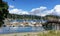 A beautiful view of the marina full of boats on a beautiful summer day in Heriot Bay, on Quadra Island, Desolation Sound