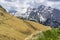 Beautiful view of the Marmolada massif in the Dolomites. Italy