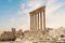 Beautiful view of the Massive columns of the Temple of Jupiter in the ancient city of Baalbek