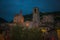 Beautiful view of medieval center of Gubbio city with the bigget christmas tree of the world, Umbria