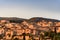 Beautiful view of the medieval town Spello in Italy in the sunset