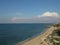 Beautiful view of the Mediterranean Sea and the Bat Galim promenade in winter in Haifa.