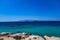 Beautiful view of the Mediterranean Sea of the island Naxos in Greece