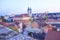Beautiful view of the Minorit church and the panorama of the city of Eger, Hungary