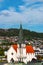 Beautiful view of Molde Cathedral Molde Domkirke in summer, Norway