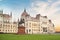 Beautiful view of the monument to Ferenc II Rakoki in the square of Lajos Kosuta in front of the Hungarian Parliament in Budapest