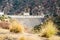 Beautiful view of the Morris Dam surrounded by mountains in Azusa, California, United States