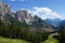 Beautiful view of mount Catinaccio also known as Rosengarten. Catinaccio group on summer, Val di Fassa, Trentino, italian