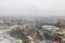 Beautiful view of the Mumbai Bombay city and cloudy weather from airplane window.