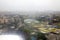 Beautiful view of the Mumbai Bombay city and cloudy weather from airplane window.