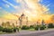 Beautiful view of the Museum of Art History and the bronze monument of the Empress Maria Theresa in Vienna, Austria