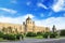 Beautiful view of the Museum of Art History and the bronze monument of the Empress Maria Theresa in Vienna, Austria