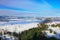 Beautiful view from Neuschwanstein castle, Bayern, Germany, Europe. Winter scenery, hills, wood, lake, snow