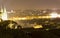 Beautiful view on the night cityscape of Prague from Letna with many bridges across the river