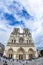 Beautiful view of Notre Dame Cathedral in Paris on a clody spring day.