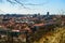 Beautiful view from the observation deck of spring Vilnius old t