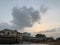 Beautiful View of Old Houses on Shore of Karachi Pakistan Sea during sunset covering clouds