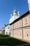 Beautiful view of old religion and residential houses in the cortyard of Rostov the great kremlin - landmark of golden ring