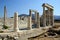 Beautiful view of the old stone columns of the Temple of Demeter in Island of Naxos in Greece