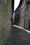 Beautiful view of old traditional houses and idyllic alleyway in the town