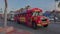 Beautiful view of Oranjestad city downtown with passing tour bus. Aruba.