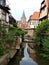 Beautiful view over tranquil canal in the city of Wissembourg