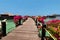 Beautiful view of overwater bungalows in resort.