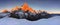 Beautiful view of Pale di San Martino in the italian Dolomites with blue cloudy sky. The famous Cimon della Pala